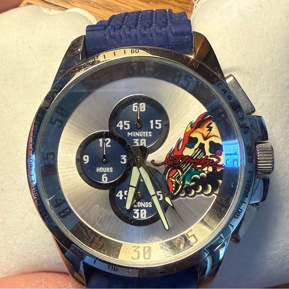Ed Hardy Blue and Silver Men's Watch - Picture 2 of 13